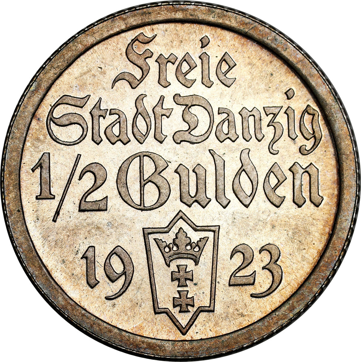 Wolne Miasto Gdańsk/Danzig. 1/2 Guldena 1923 - STEMPEL LUSTRZANY